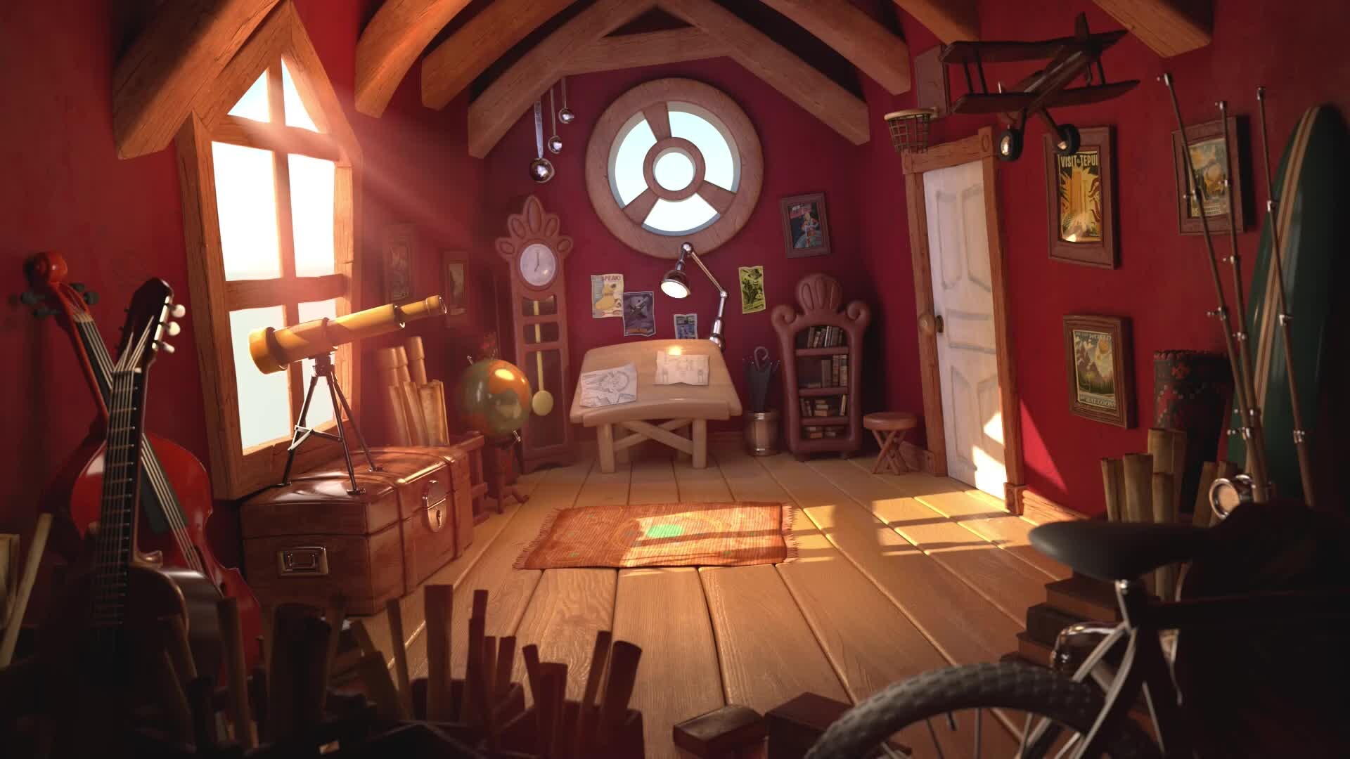 ArtStation - Attic indoor lighting (A sunny day)