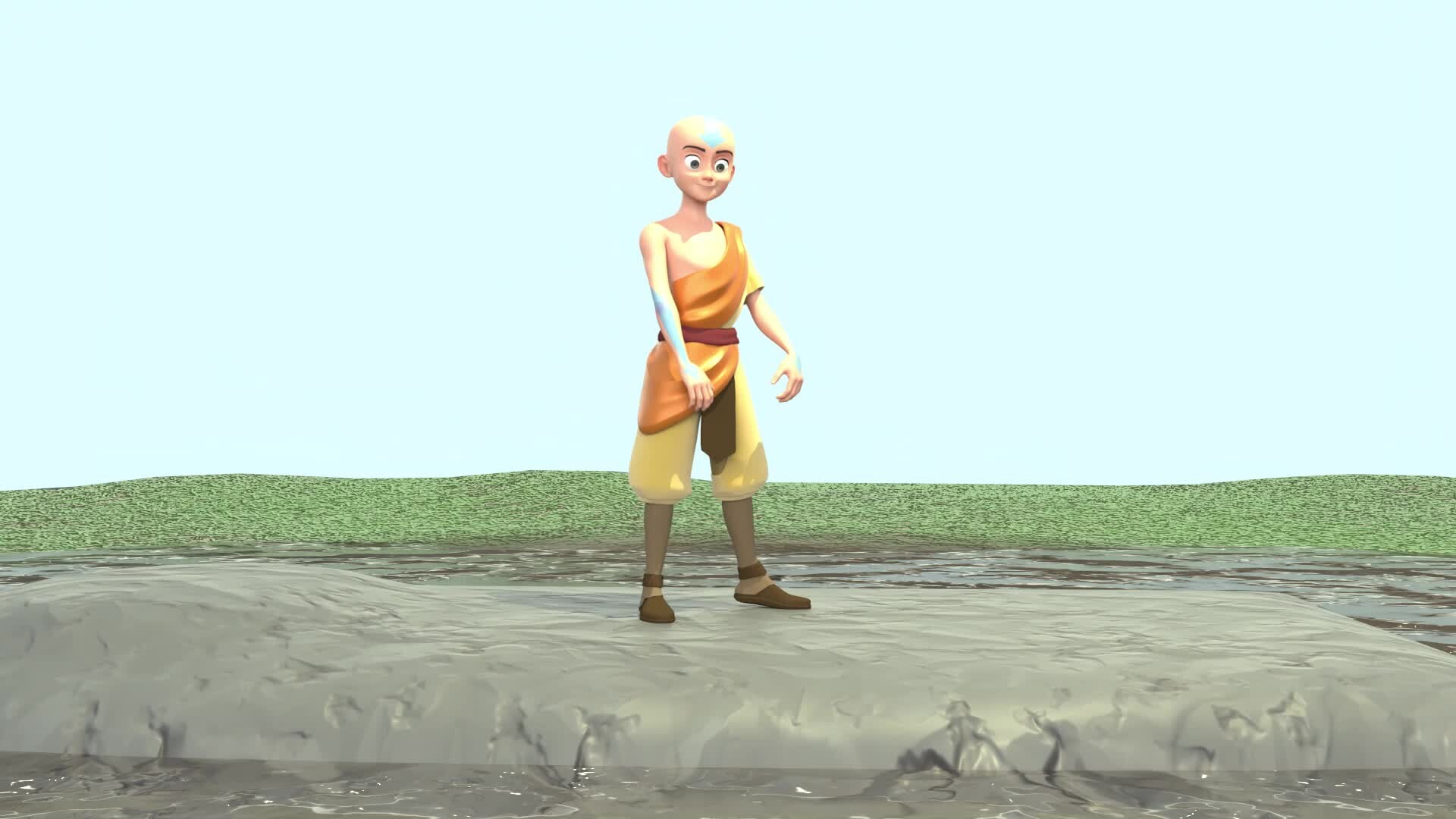 ArtStation Aang waterbending animation