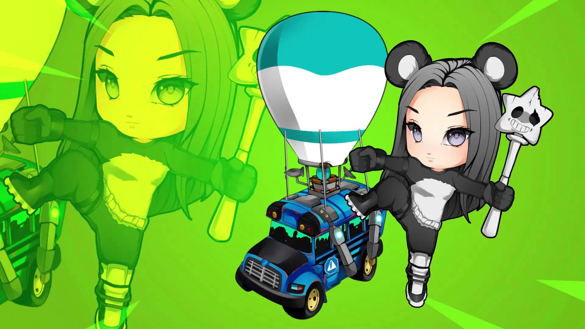 ArtStation - Fortnite Panda Team Leader Animated Kawaii Twitch Overlay