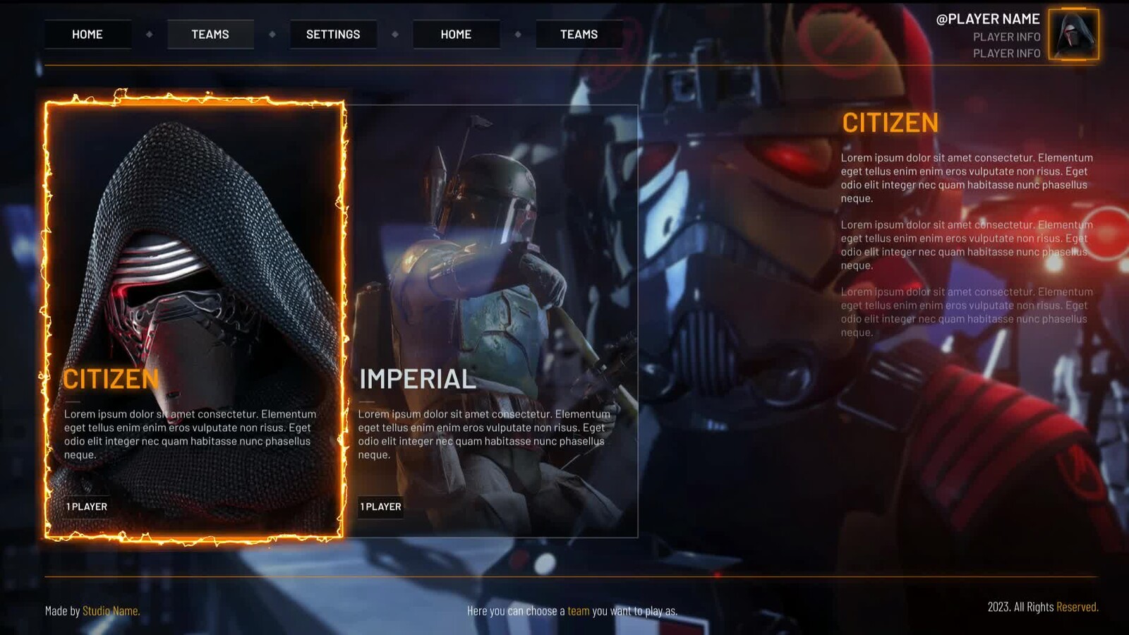 Battlefront 2 Animated Game UI UX Design