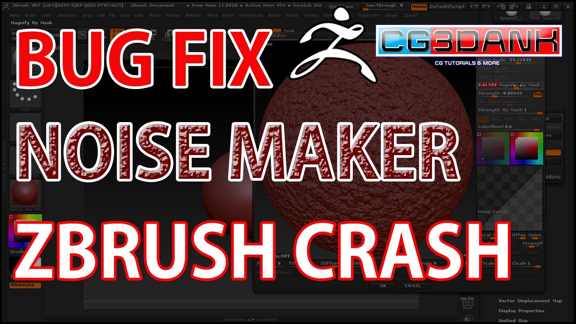 How to fix bug. Noise zbrush. bug fix. noise plugin. noise picture.