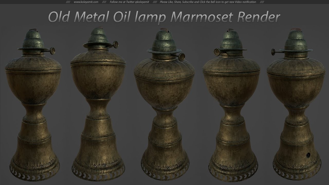 Artstation Old Metal Oil Lamp Marmoset Toolbag 3 Render Amit Kolay