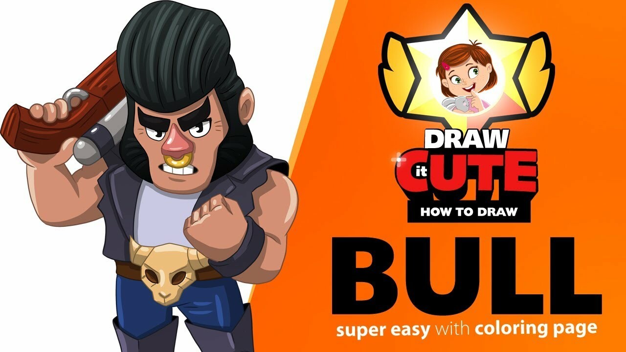 Artstation How To Draw Bull Super Easy Brawl Stars Drawing Tutorial With Coloring Page Drawitcute Com