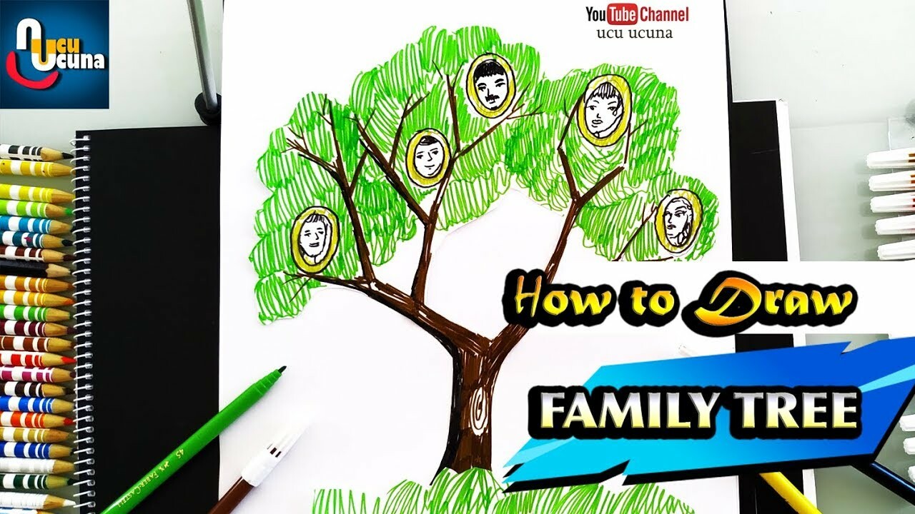 How to draw a Family tree with Oil Pastel for beginners | 
