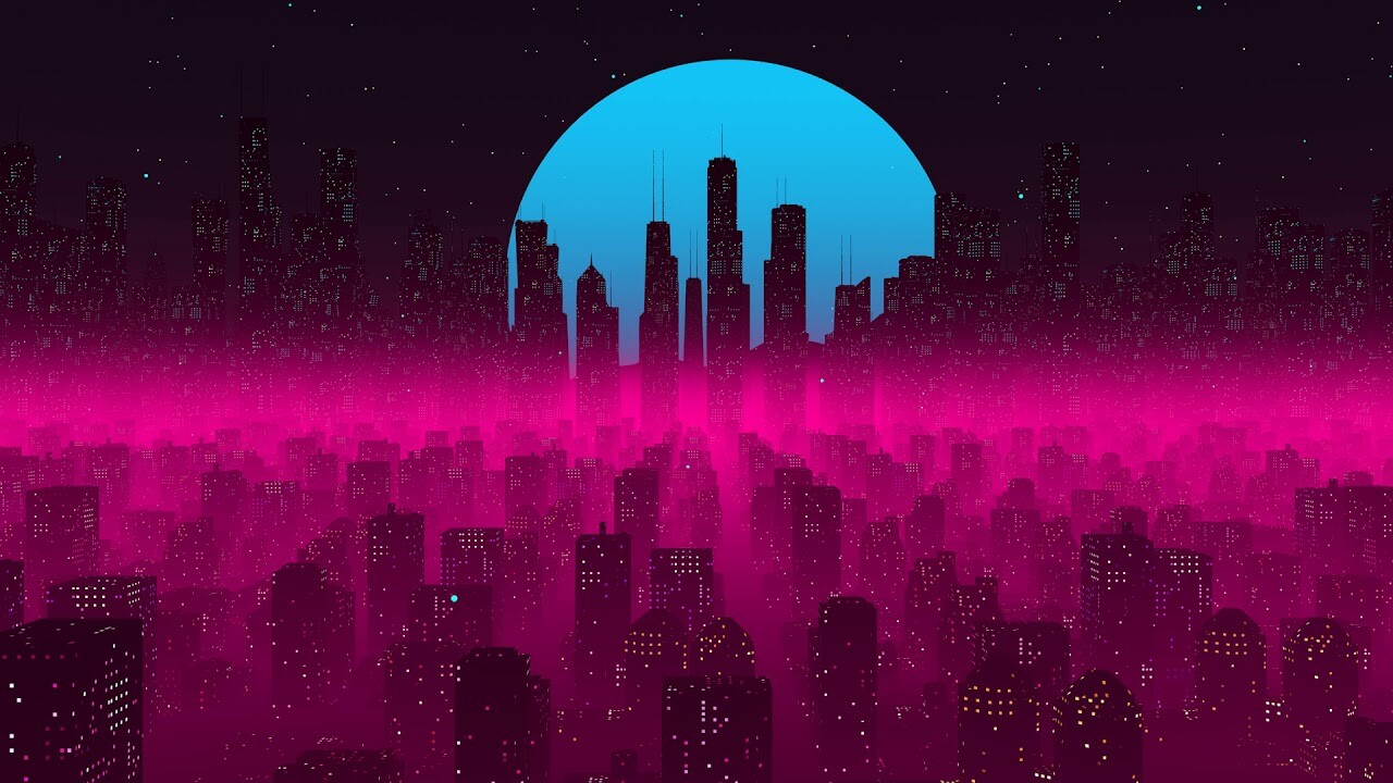 ArtStation - Looping Synthwave Cityscape