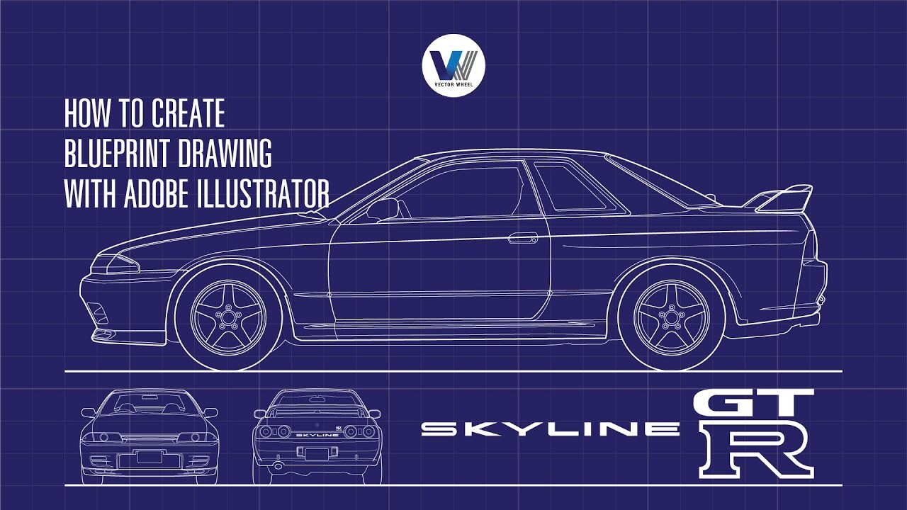 Artstation Nissan Skyline Gt R R32 19 Create Blueprint Drawing With Adobe Illustrator Srattha Nualsate