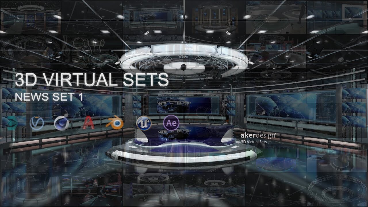 Virtual TV Studio News Set 1 - 3D Model