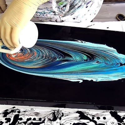 ArtStation - Fluorescent planet ~ Galaxy acrylic pour painting ~ Flip cup  with silicone oil