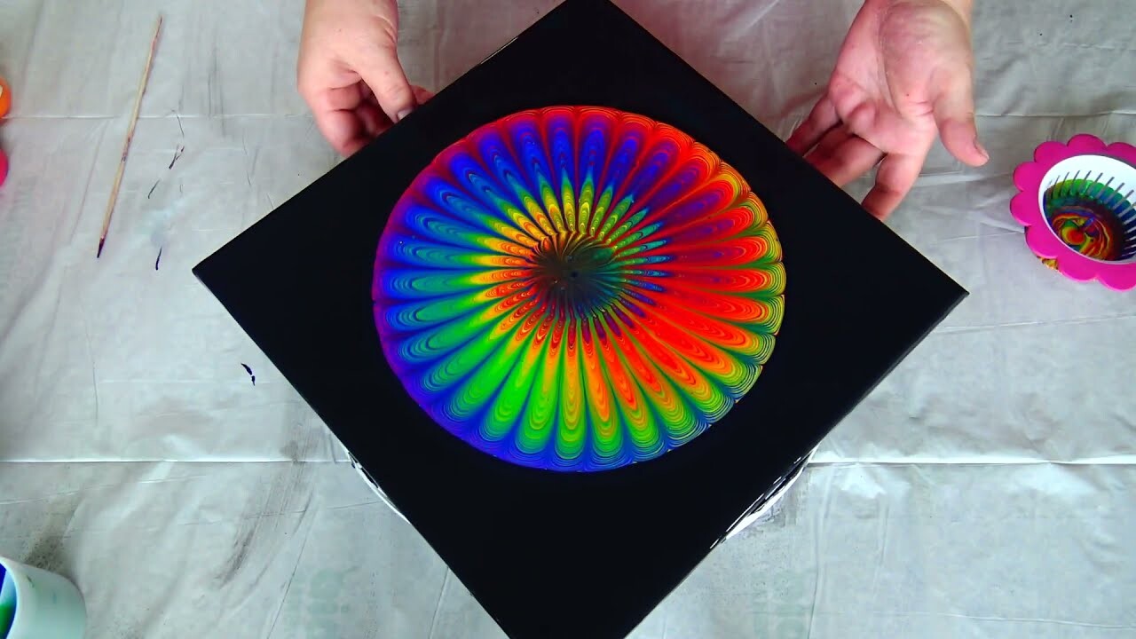 IKONART Holographic Rainbow Pastel Acrylic Pour Painting for Beginners  Tutorial 