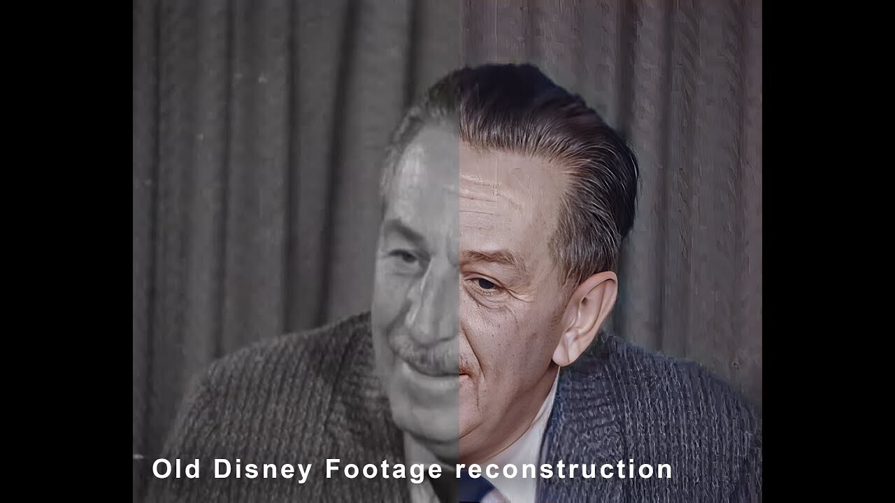 Walt Disney old footage Ai improvement