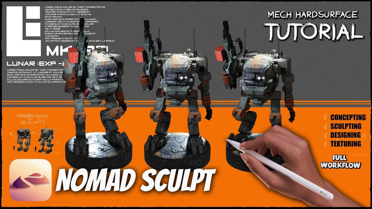ArtStation MECH HARD SURFACE Sculpting TUTORIAL (NOMAD SCULPT)