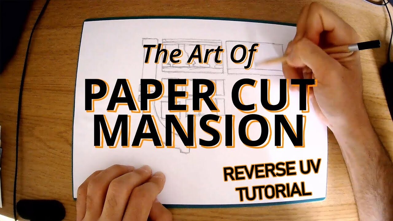 Artstation blender making a fountain paper cut style reverse uv