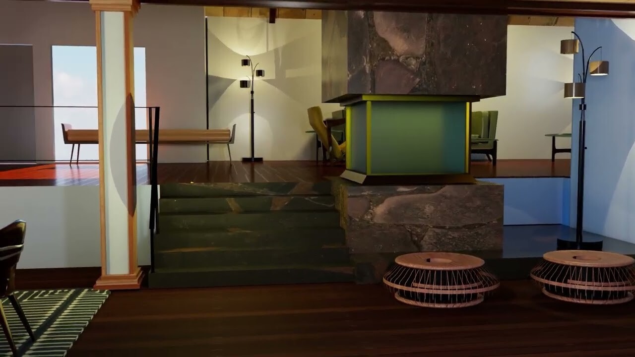 Mid Century Modern Dinning Room and Sitting Room 