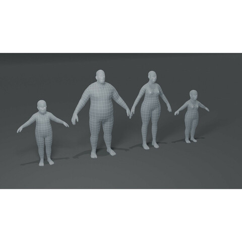 Fat Body Base Mesh 3D Model Family Pack