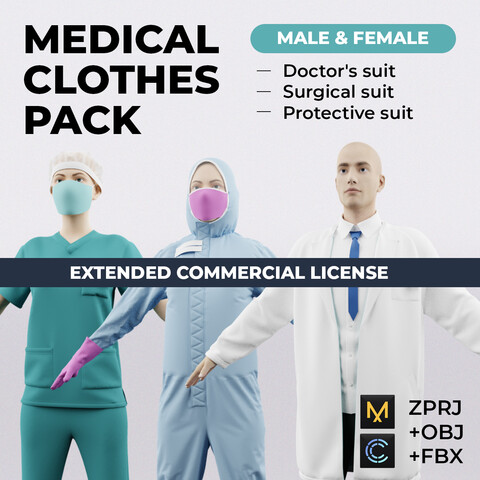 Medical clothes pack (male & female) | Extended License
