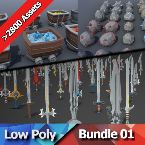 Low Poly Bundle 01 - Mining & Swords Packs