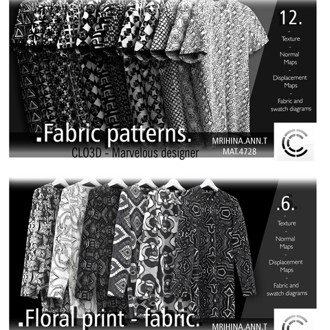 .Graphic prints. Clo3d, Marvelous Designer.