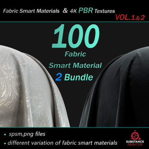 100 High Quality Fabric Smart Material Bundle + 4K PBR Textures