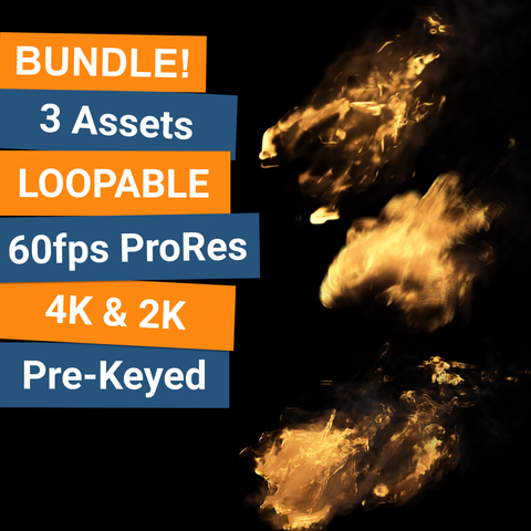 BHVFX - 3x 4K Loopable Flame VFX Assets