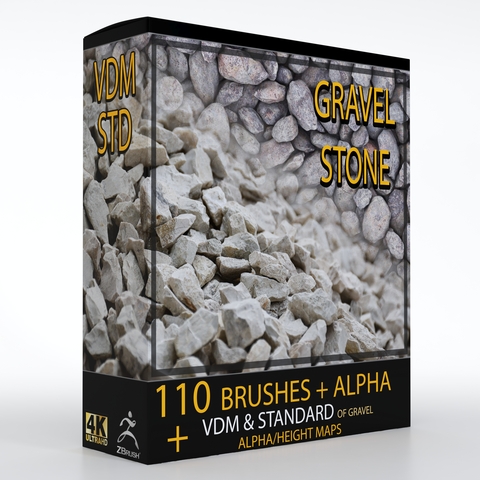 110 VDM + STANDARD BRUSH GRAVEL STONE BRUSHES +110 ALPHA/HEIGHT MAPS HIGH QUALITY (4K)- ( Commercial License )