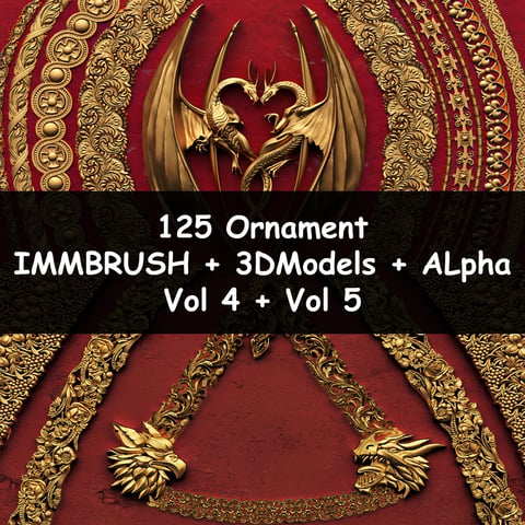 Bundle 125 Ornament IMMBrush + 3DModels + Alpha Vol 4 + Vol 5 (Standard License)