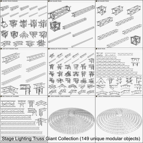 Stage Lighting Truss Giant Collection - 149 unique modular objects