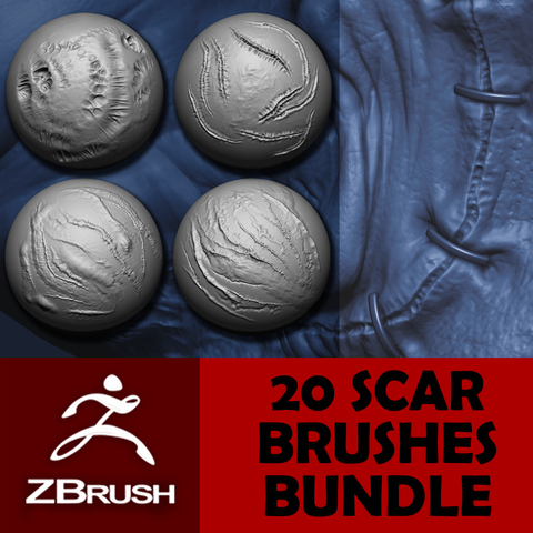 20 Scar Brushes for Zbrush Bundle - Standard Licence