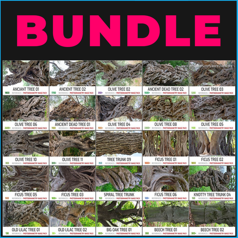 25 TREES - PHOTOGRAMMETRY IMAGE PACKS BUNDLE - EXT. COMMERCIAL LICENSE
