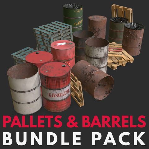 Wooden Pallet and Metallic Barrels Pack