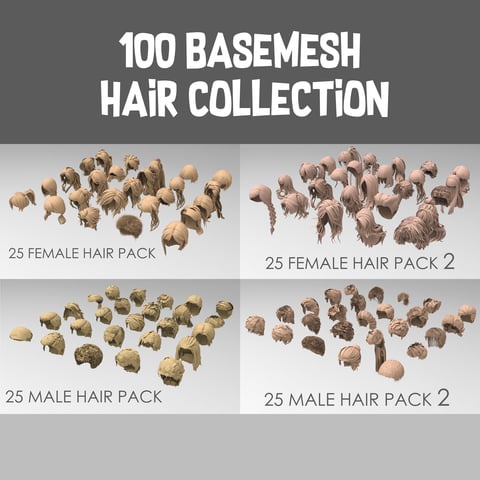 100 Basemesh hair collection