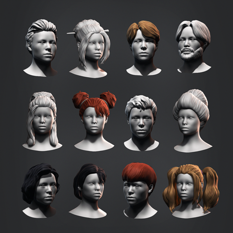 Hair Collection - Low Poly Hairstyle Kitbash
