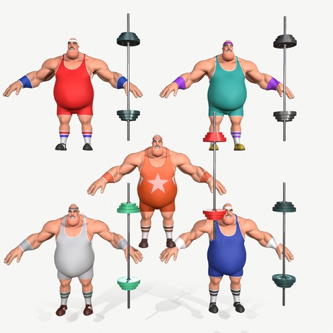 Strong man pack Low-poly 3D model