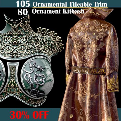 105 Ornament Tileable Trim & 80 Ornament Kitbash