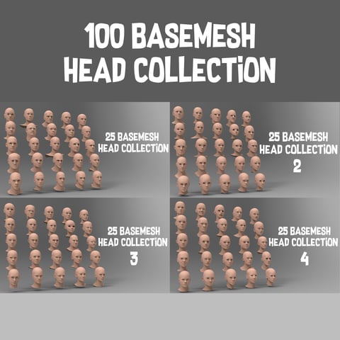 100 basemesh head collection with extended commarcial license