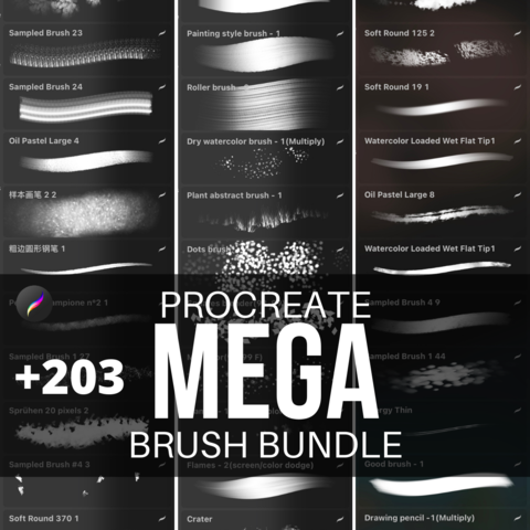 +203 Procreate Mega Brush Bundle