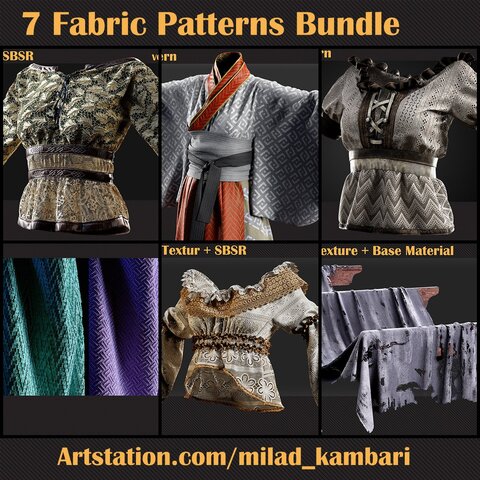 7 Fabric Patterns Bundle ( Commercial License )