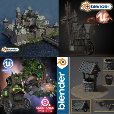 Environmental Masterclass 3D Modelling Course Bundle | Blender & UE5