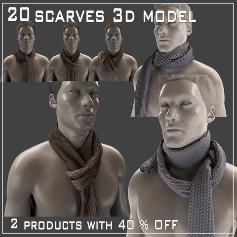 20 scarves 3d model 40 % OFF (Extended License)