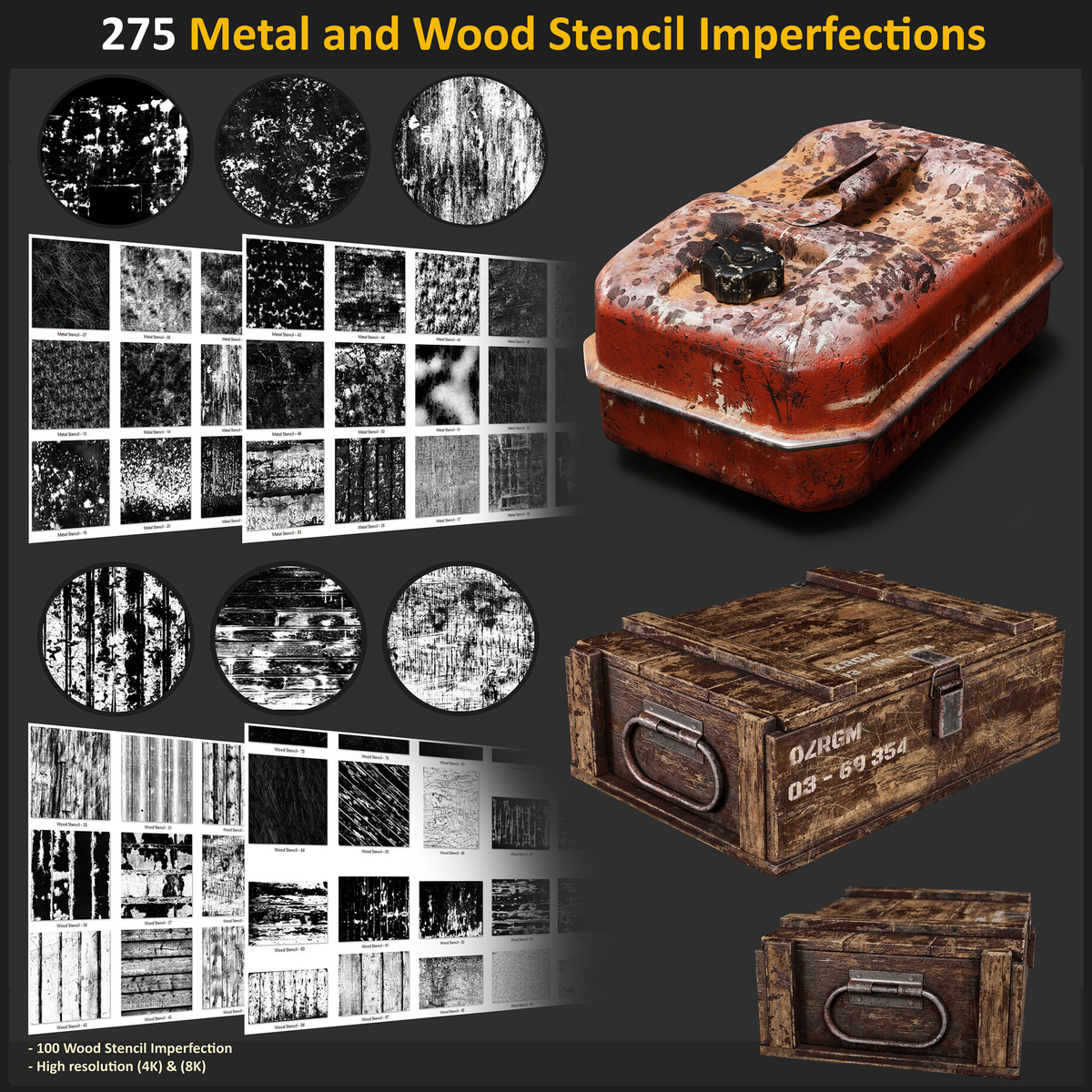 ArtStation - 50 Metal Stencil Imperfection Seamless