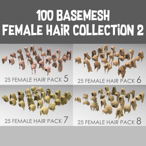 100 basemesh female hair collection 2