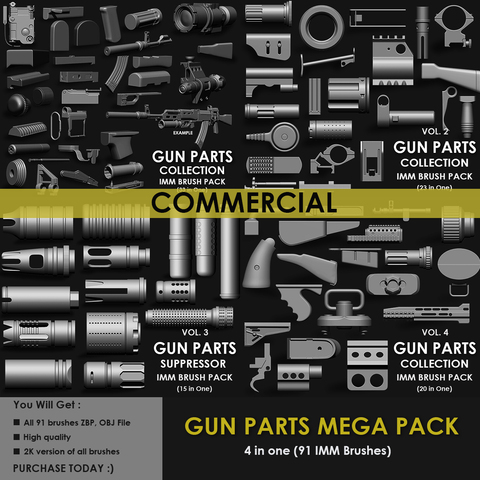 GUN PARTS MEGA PACK (4 IN ONE - 91 BRUSHES) Commercial