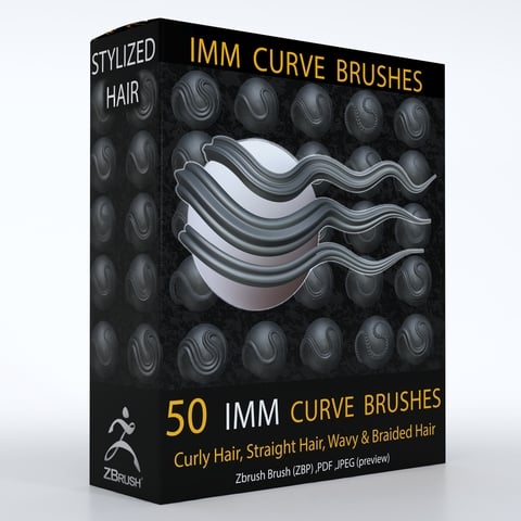 50 Stylized Hair IMM Curve Brushes ( Commercial License )
