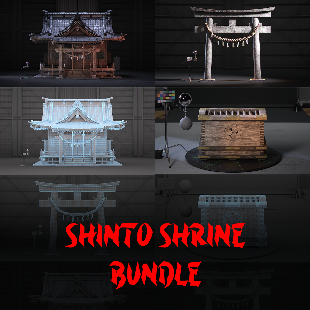 ArtStation - Japanese Shinto Shrine Temple Bundle 3D Model Collection