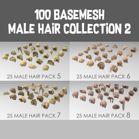 100 Basemesh male hair collection 2