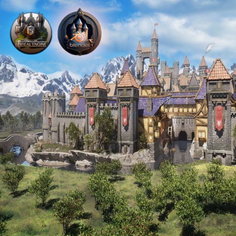 Blender & Unreal Engine 5 Massive 250-Piece Modular Kitbash Castles and Towns