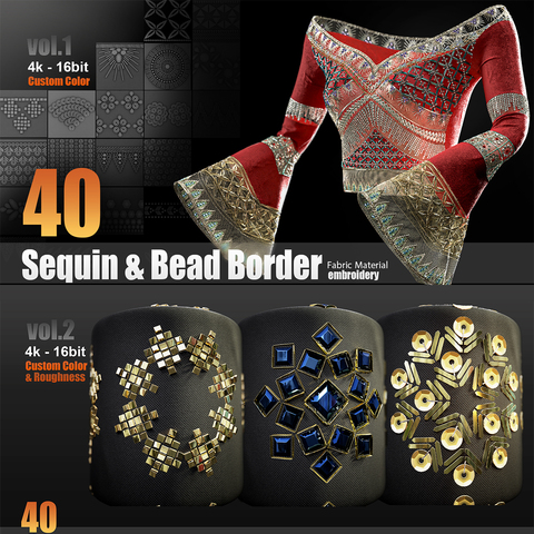 Sequin & Bead Embroidery (motifs & Border)- Bundle