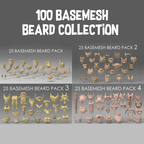100 basemesh beard collection with extended commercial license