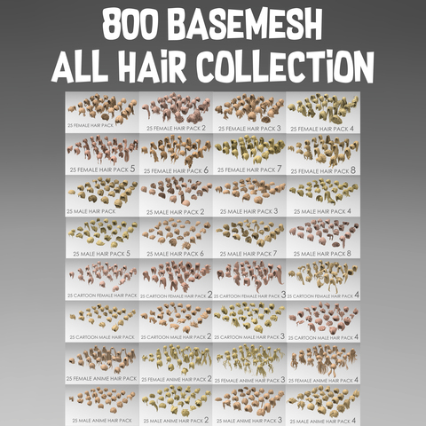 800 Basemesh all hair collection