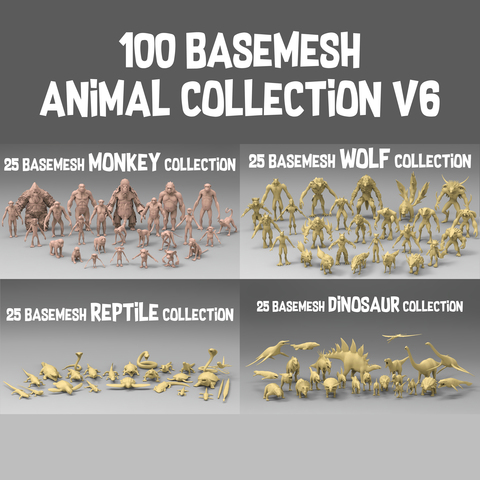 100 basemesh animal collection v6
