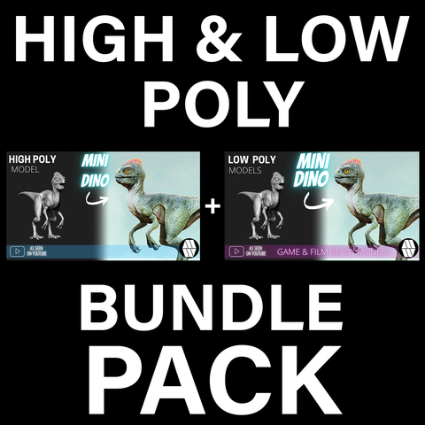 HIGH & LOW POLY - Mini Dino Model BUNDLE PACK